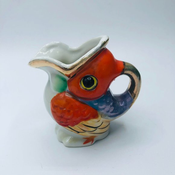 Vintage tropical bird porcelain creamer/pitcher